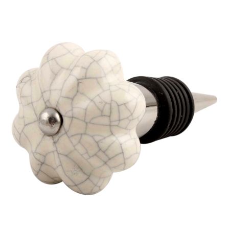 Cream Melon Crackle Ceramic Wine Stopper